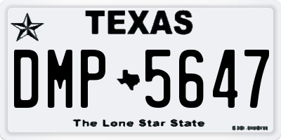 TX license plate DMP5647