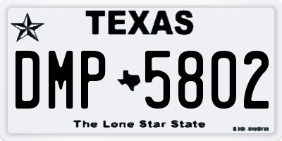 TX license plate DMP5802