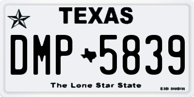 TX license plate DMP5839