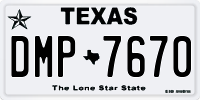 TX license plate DMP7670