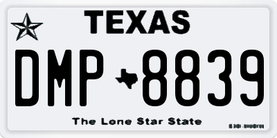 TX license plate DMP8839