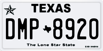 TX license plate DMP8920