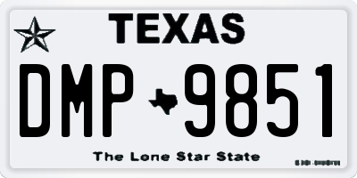 TX license plate DMP9851