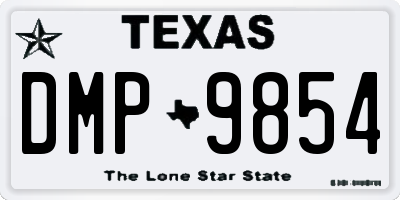 TX license plate DMP9854
