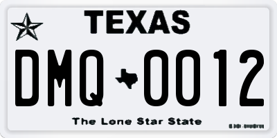 TX license plate DMQ0012
