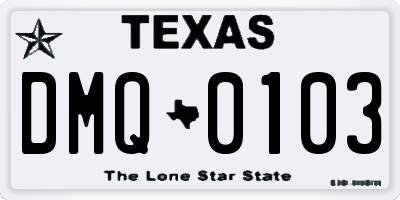 TX license plate DMQ0103