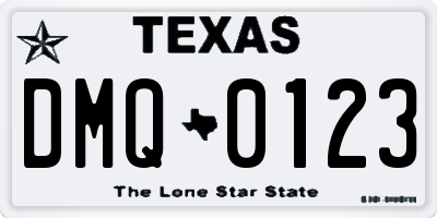 TX license plate DMQ0123