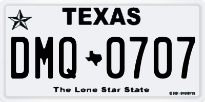 TX license plate DMQ0707