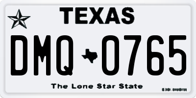 TX license plate DMQ0765