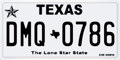 TX license plate DMQ0786
