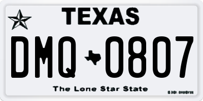 TX license plate DMQ0807