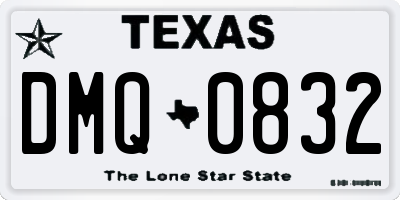 TX license plate DMQ0832