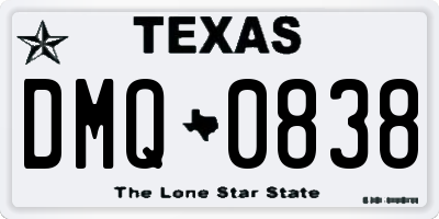 TX license plate DMQ0838