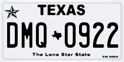 TX license plate DMQ0922