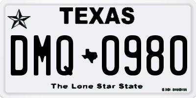 TX license plate DMQ0980