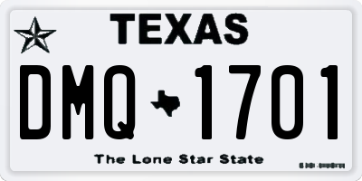 TX license plate DMQ1701