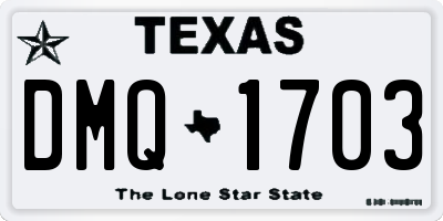 TX license plate DMQ1703