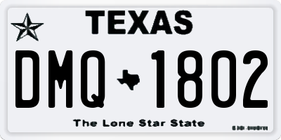 TX license plate DMQ1802