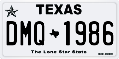 TX license plate DMQ1986