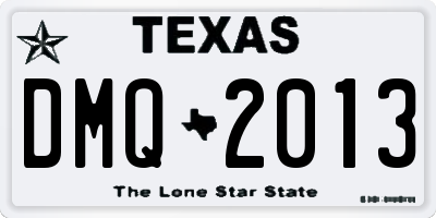 TX license plate DMQ2013