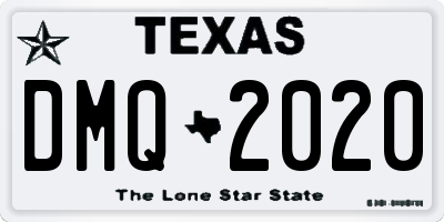 TX license plate DMQ2020