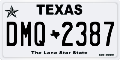 TX license plate DMQ2387