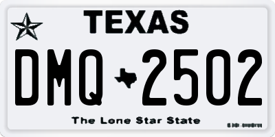 TX license plate DMQ2502