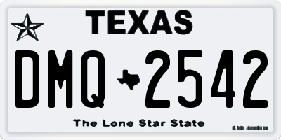 TX license plate DMQ2542