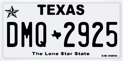 TX license plate DMQ2925