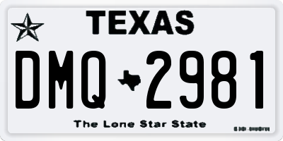 TX license plate DMQ2981
