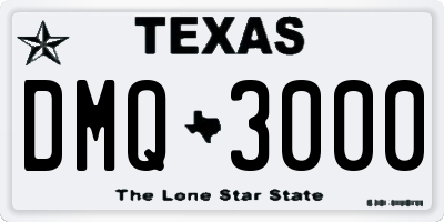 TX license plate DMQ3000