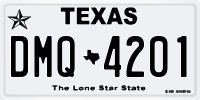 TX license plate DMQ4201