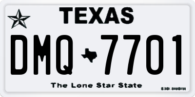 TX license plate DMQ7701