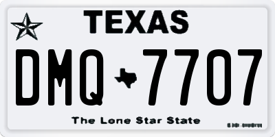 TX license plate DMQ7707