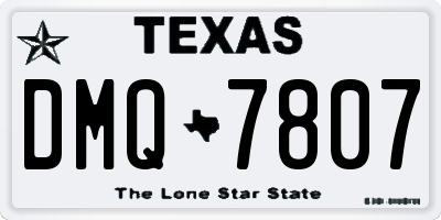 TX license plate DMQ7807