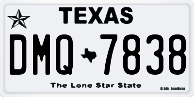 TX license plate DMQ7838