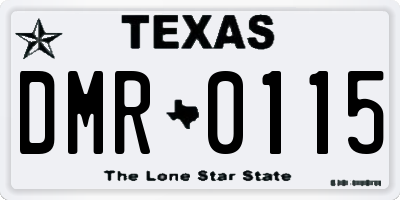 TX license plate DMR0115