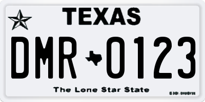 TX license plate DMR0123