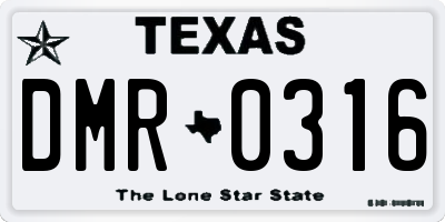 TX license plate DMR0316