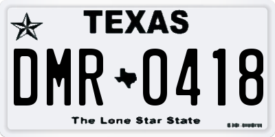 TX license plate DMR0418