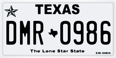 TX license plate DMR0986