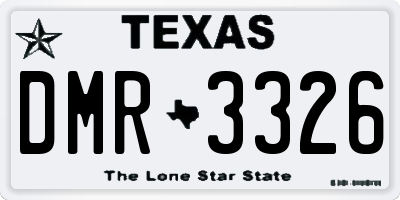 TX license plate DMR3326