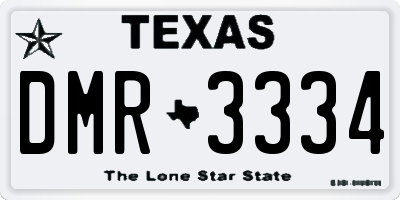 TX license plate DMR3334