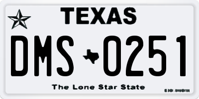 TX license plate DMS0251