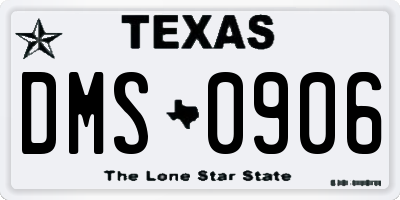 TX license plate DMS0906