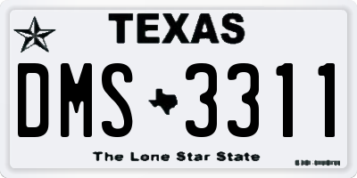 TX license plate DMS3311