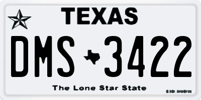 TX license plate DMS3422