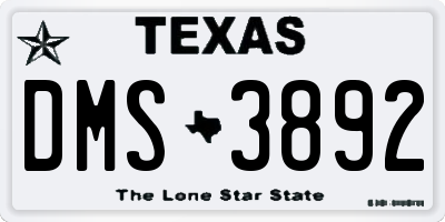 TX license plate DMS3892