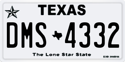 TX license plate DMS4332