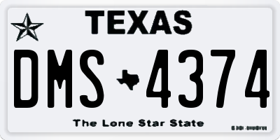 TX license plate DMS4374